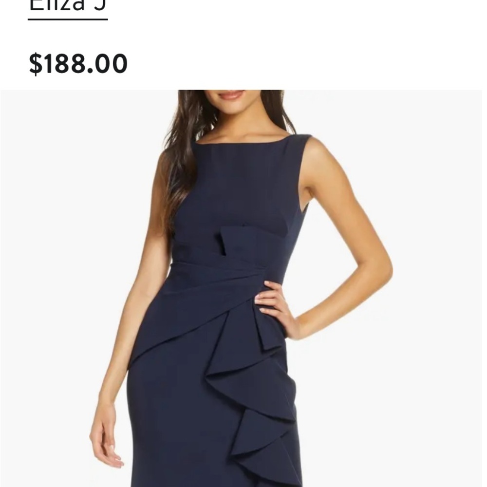 Eliza J Blue Asymmetrical Peplum Cocktail Dress